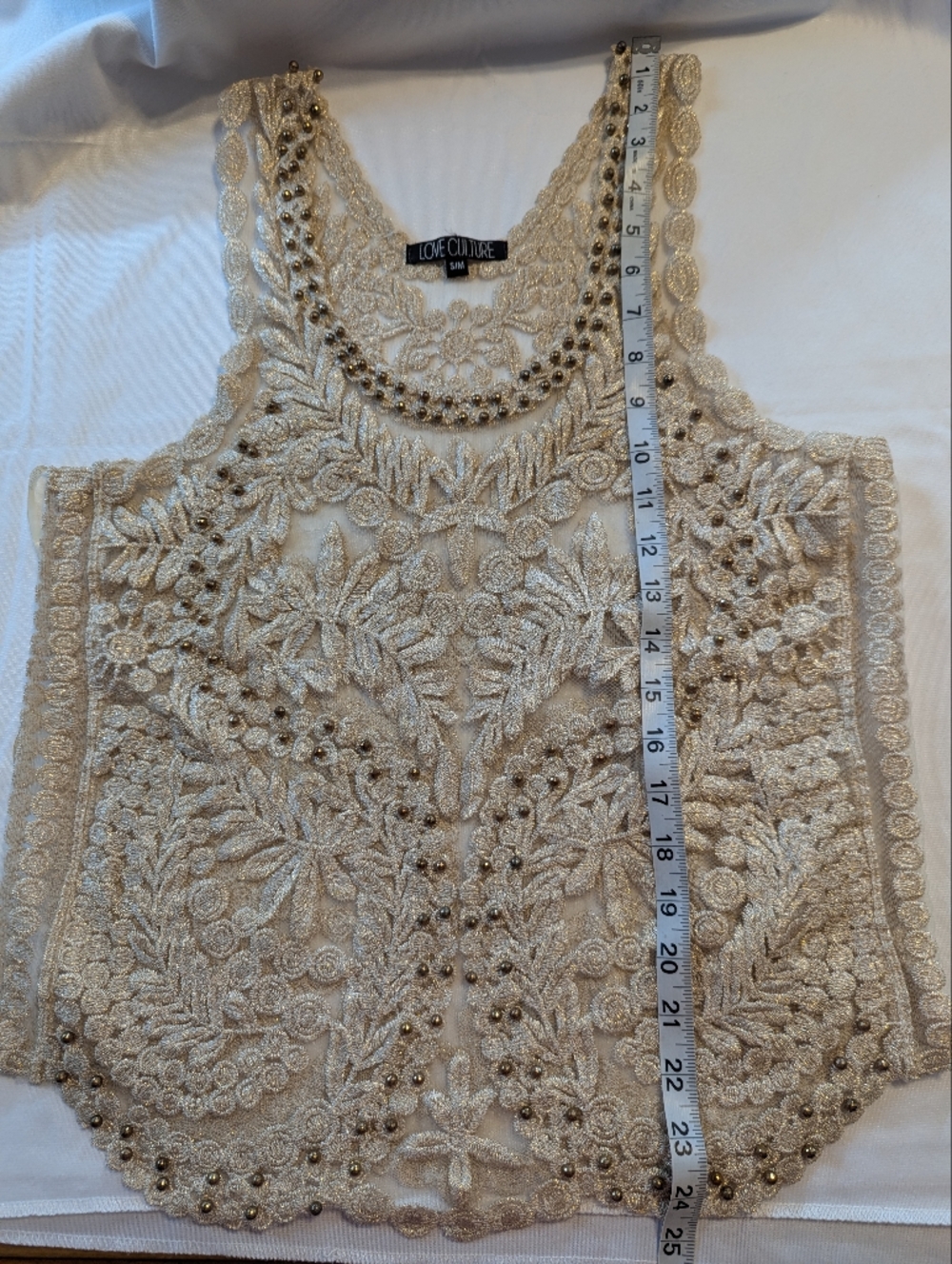 Love Culture Full Lace Ivory Sleeveless Top Size S/M - Picture 8 of 10